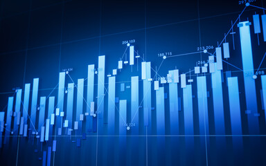 Statistical graph with business finance concept, 3d rendering.