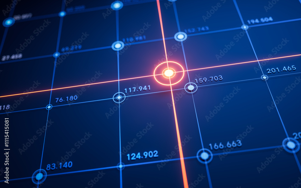 Poster statistical graph with business finance concept, 3d rendering.