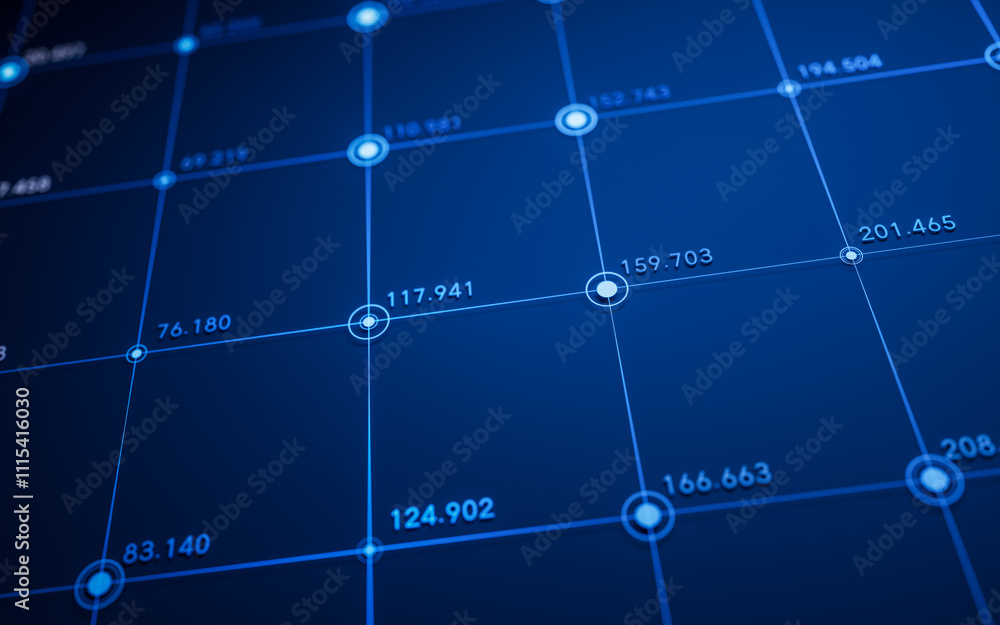 Poster statistical graph with business finance concept, 3d rendering.