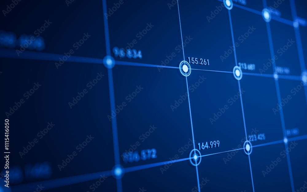 Poster statistical graph with business finance concept, 3d rendering.