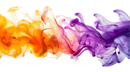 Fototapeta premium Purple, Yellow, Orange liquid colour mixed isolated on a transparent background