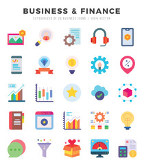 Business & Finance Icons Pack. Flat icons set. Flat icon collection set. Simple vector icons.