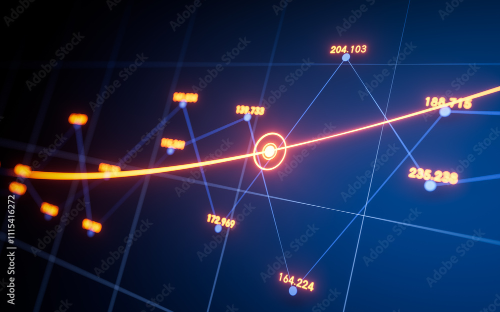 Poster statistical graph with business finance concept, 3d rendering.