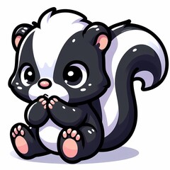 Obraz premium Chibi Skunk Illustration in Flat Style on White Background