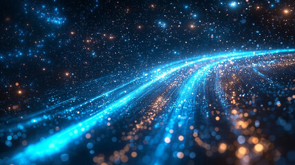 Fototapeta premium stream of countless twinkling blue stars winding through the dark cosmic abyss