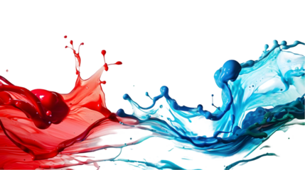 Red, Blue, Green liquid colour mixed isolated on a transparent background
