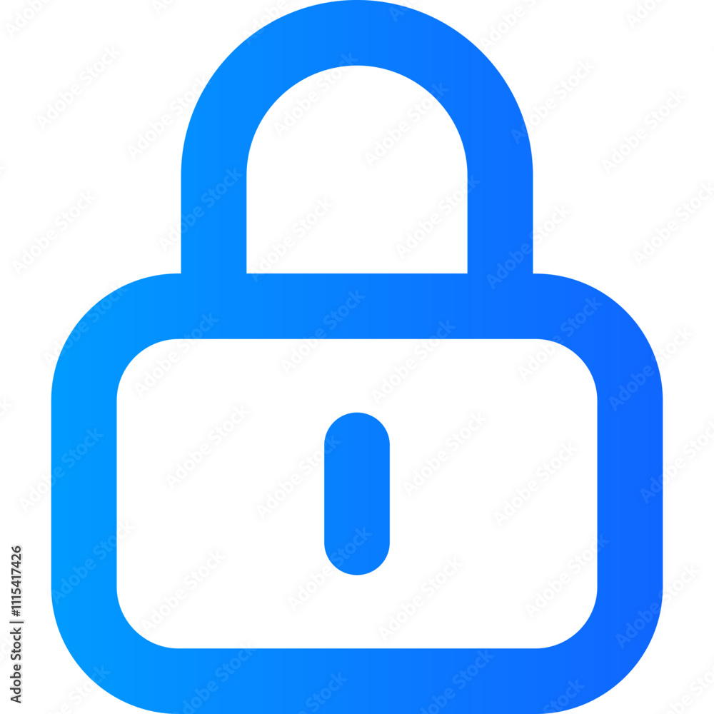 Poster interface icons featuring a blue padlock symbolizing security and protection in digital environments