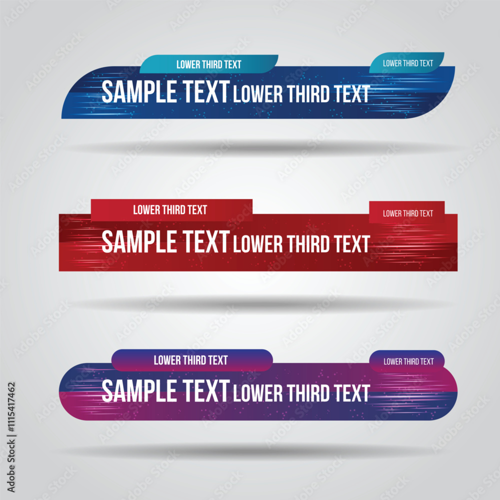 Poster lower third colorful design tv template modern contemporary. set of banners bar screen broadcast sho