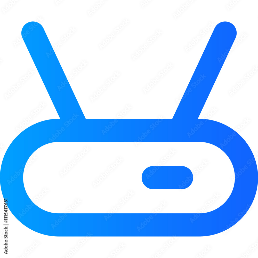 Poster wireless device icon featuring antenna and button in gradient blue color