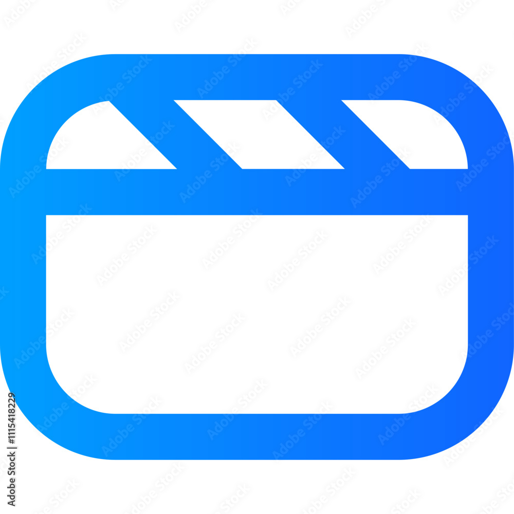Poster design of a user interface icon featuring a clapperboard symbolizing media production and creativity
