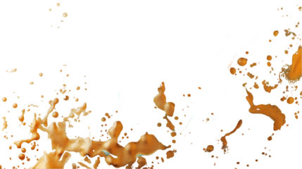 White, Green, Golden liquid colour mixed isolated on a transparent background