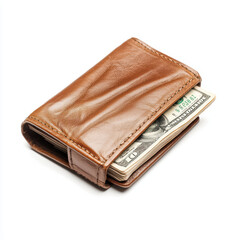 leather wallet with banknotes partially visible, showcasing its elegant design and functionality. Perfect for organizing cash and cards
