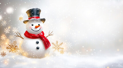 Fototapeta premium A Closed-Up Shot of A Happy Snowman