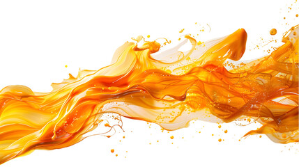 Fototapeta premium Yellow, Orange, Golden liquid colour mixed isolated on a transparent background