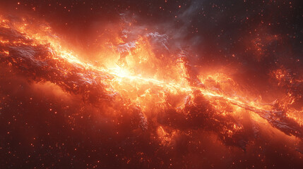 Fototapeta premium dynamic cosmic event depicting fiery red and orange nebula formation in deep space