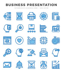 Business Presentation Two Color icons collection. 25 icon set in a Two Color design.