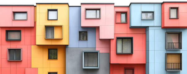 Fototapeta premium Colorful modern apartment building facade.