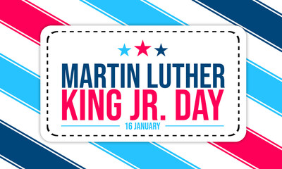 Patriotic martin luther king jr. day design with bold colors, stars, and clean typography celebrating equality and freedom.