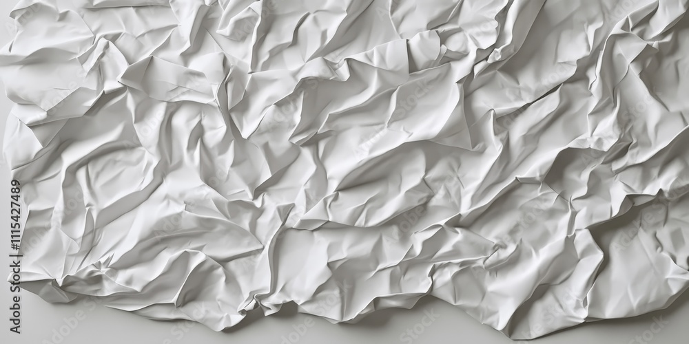 Poster crumpled paper featuring lorem ipsum text displayed on a white background, showcasing the unique tex