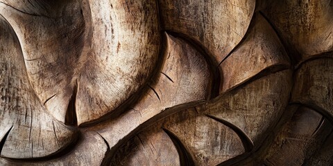 Fototapeta premium Stunning texture of a banana tree trunk showcases the unique characteristics of banana trees, highlighting the beauty and intricate patterns found in banana tree bark textures.