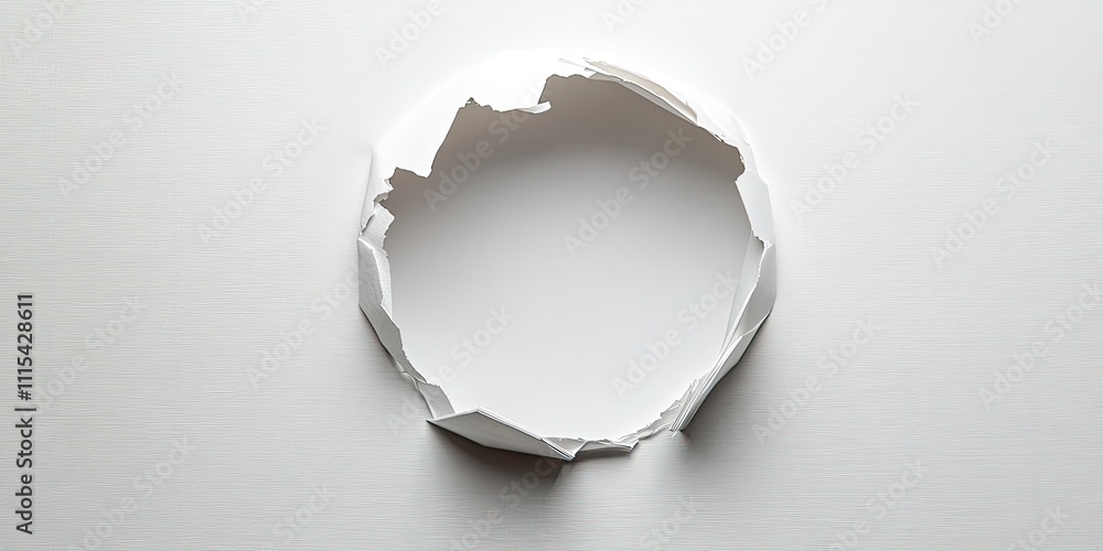 Poster circle hole in paper provides a unique visual element against a clean white background, showcasing t