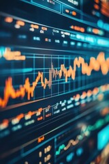 Fototapeta premium Analyzing the Fluctuating Stock Market: A Detailed Financial Landscape