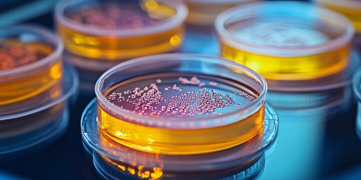Vibrio alginolyticus colonies thrive in a petri dish featuring Thiosulfate Citrate Bile Salts Sucrose TCBS agar medium, showcasing the growth characteristics of Vibrio alginolyticus vividly.