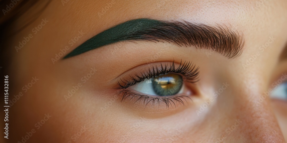 Poster expressing creativity through unique eyebrow styling in a close-up view highlighting color and artis