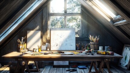 A rustic workspace featuring a reclaimed wood desk
