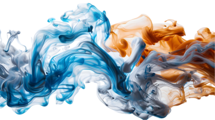Brown, Grey, Blue liquid colour mixed isolated on a transparent background
