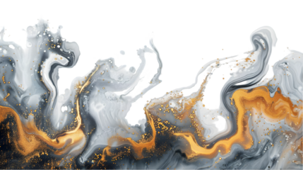 Brown, Grey, Gold liquid colour mixed isolated on a transparent background
