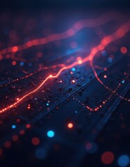 Obraz premium A close-up view of a futuristic circuit board with glowing light .