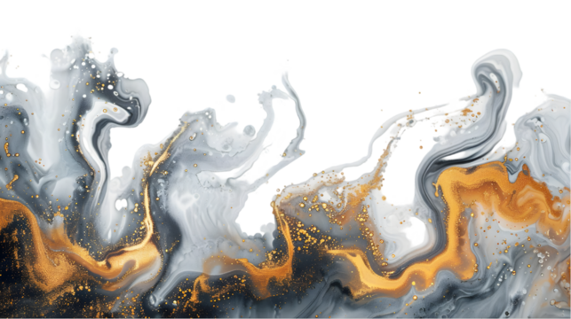 Brown, Grey, Gold liquid colour mixed isolated on a transparent background