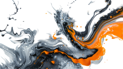 Brown, Grey, Orange liquid colour mixed isolated on a transparent background