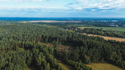 Obraz premium Environmental destruction shown through aerial view of forest and cleared land