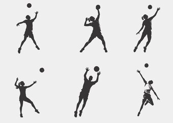 Silhouette of people playing volleyball