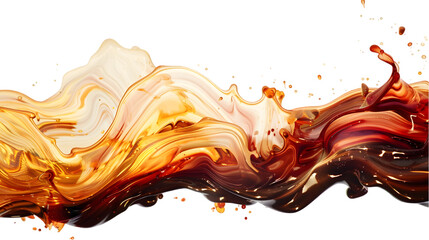 Fototapeta premium Brown, Red, Gold liquid colour mixed isolated on a transparent background