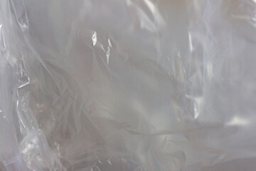 Obraz premium Close-Up of Crumpled Transparent White Plastic Background