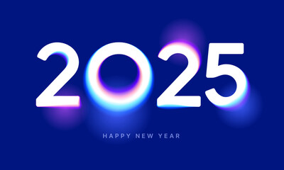 2025 logo design with colorful blurred gradient. 2025 number design for New Year. Sign for social media, postcard, poster or banner. 