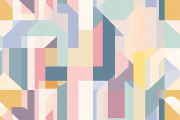 Geometric pastel abstract pattern with seamless tileable design