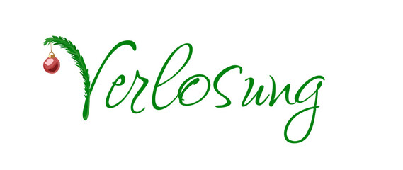 Weihnachts Verlosung - Headline mit Tannenzweig und roter Christbaumkugel