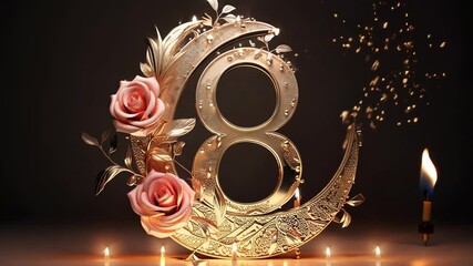 International celebration: video featuring the elegant number 8, symbolizing unity, balance, significance of March 8, essence of International Women Day, spirit of global recognition.