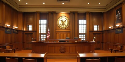  Abstract design element showcasing a courtroom auction scene, featuring dynamic visuals and AI-generated elements that capture the essence of competitive bidding and legal proceedings. This backgroun