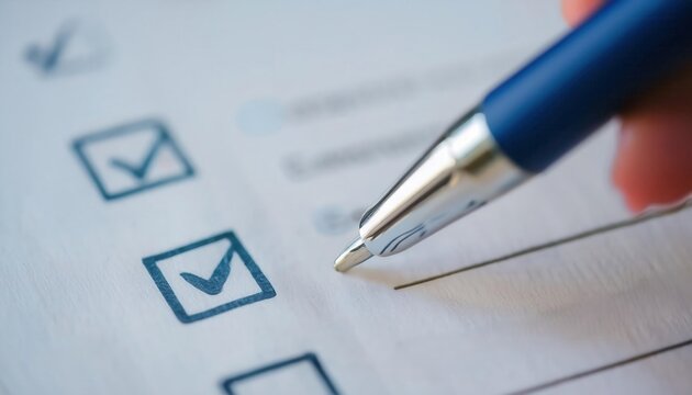 A close-up view of a checklist with a pen marking tasks.