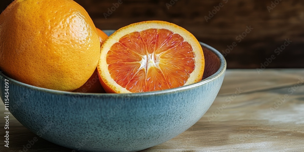 Aufkleber fresh orange and apple in a bowl create a vibrant and colorful display. this image features an orang