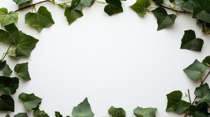 Fototapeta premium Organic design concept ivy leaves framing a blank canvas in indoor nature scene