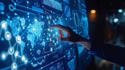 Sleek dark blue background with technological elements for innovative powerpoint presentations