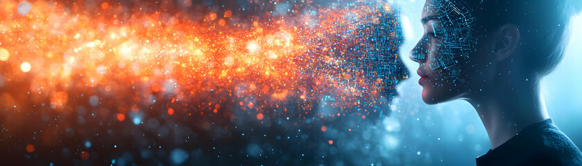 Fototapeta premium Team using biometric data visualization and smart devices in a reality based macro brainstorming session with copy space concept as Capture a macro close up of a team using biometric data visualizatio