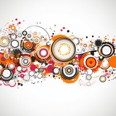 Fototapeta premium Abstract background with colorful circles and splatters.