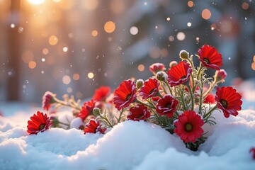 Ai fiori rossi tra la neve 01